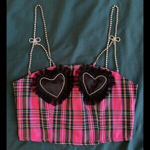 Plaid Heart Bust Crop Top